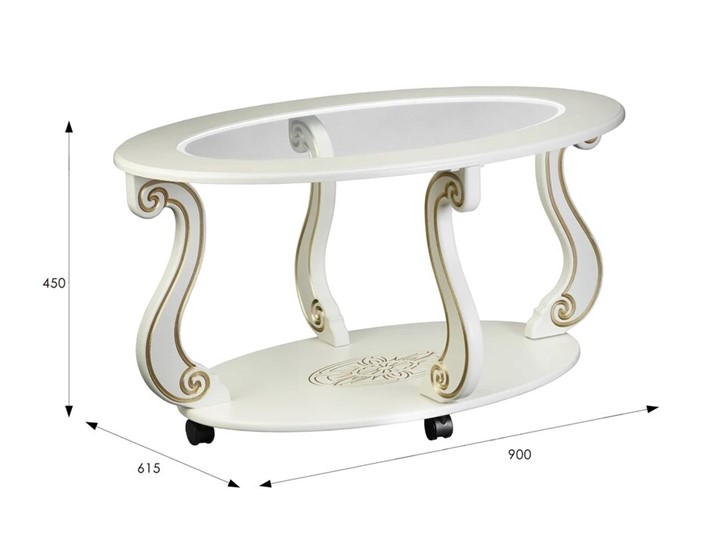 Стеклянный столик Овация-С, на колесах, слоновая кость-золото в Элисте - изображение 5