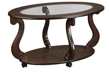 Стеклянный столик в гостиную Овация-С, на колесах, темно-коричневый в Элисте