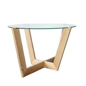 Стеклянный столик в зал Оникс-6, Натуральный массив/Прозрачное стекло в Элисте