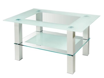 Стеклянный столик в гостиную Кристалл 2 (алюминий-прозрачное) в Элисте