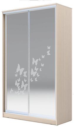 Шкаф 2200х1362х620 два зеркала, "Бабочки" ХИТ 22-14-66-05 Дуб Млечный в Элисте - изображение