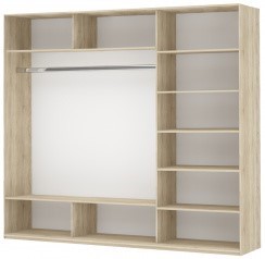 Шкаф 3-х створчатый Прайм (Зеркало/Белое стекло/Зеркало) 1800x570x2300, белый снег в Элисте - изображение 1