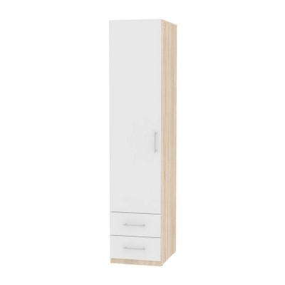 Шкаф одностворчатый Риал (H20) 198х45х45 ручка рейлинг, Белый/ДСС в Элисте - изображение
