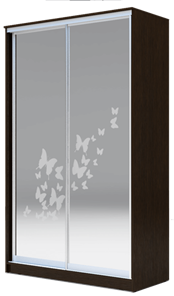 Шкаф 2-х створчатый 2200х1682х420 два зеркала, "Бабочки" ХИТ 22-4-17-66-05 Венге Аруба в Элисте