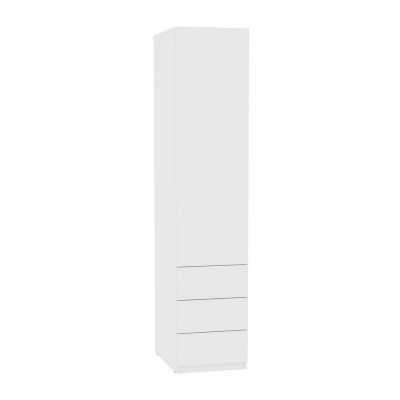 Распашной шкаф Риал (H14) 198х45х45 PUSH to OPEN, Белый в Элисте - изображение