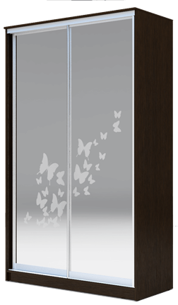 Шкаф 2-х створчатый 2300х1200х620 два зеркала, "Бабочки" ХИТ 23-12-66-05 Венге Аруба в Элисте - изображение