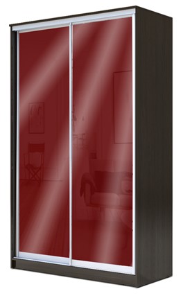 Шкаф 2-х дверный 2200х1500х620 с цветным стеклом ХИТ 22-15-22, Бургунд 312, Венге в Элисте - изображение