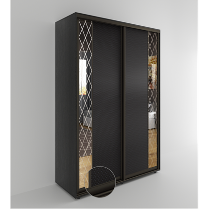 Шкаф 2-х дверный Акцент-Вера 2-КР (Эко кожа Версаль, ромбы) 2303х1200х600, Венге в Элисте - изображение