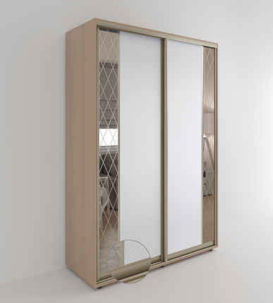 Шкаф 2-х дверный Акцент-Вера 2-КР (Эко кожа Версаль, ромбы) 2303х1600х600, Дуб молочный в Элисте - изображение