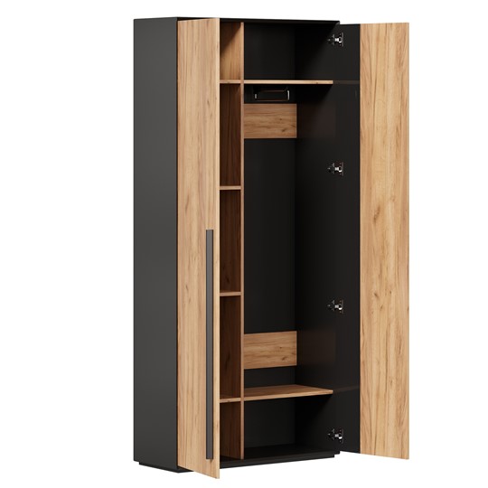 Шкаф для прихожей 2-дверный Неаполь ЛД.134050.000 (Черный/Дуб Золотой) в Элисте - изображение 1