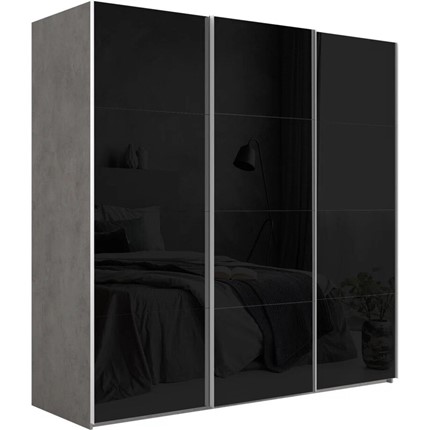 Шкаф Эста, 12 черных стекол, 2400x660x2200, бетон в Элисте - изображение