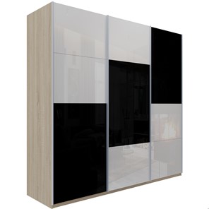 Шкаф Эста, 6 белых стекол/6 черных стекол, 2400x660x2200, дуб бардолино в Элисте