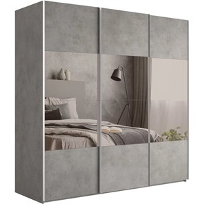 Шкаф 3-х створчатый Эста, 6 зеркал, комби 2400x660x2200, бетон в Элисте - предосмотр