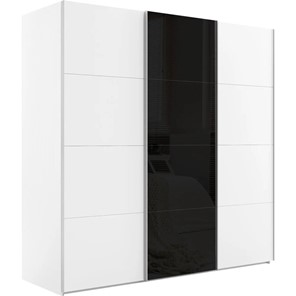 Шкаф 3-х дверный Эста (ДСП/Стекло черное/ДСП) 2700x660x2200, белый снег в Элисте - предосмотр