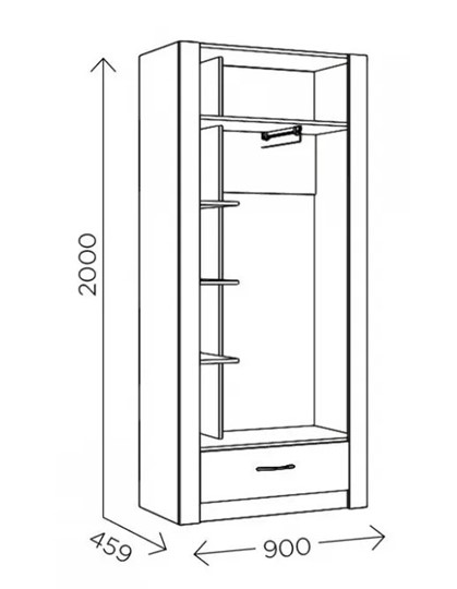 Шкаф гардеробный Ева 5 М1 дуб ирландский/белый матовый в Элисте - изображение 2