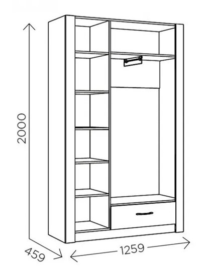 Шкаф гардеробный Ева 5 М2 дуб ирландский/белый матовый в Элисте - изображение 2