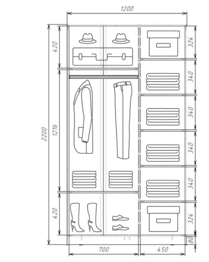 Шкаф 2-х дверный Хит-22-12-22 с цветным стеклом, средне-серый 074, Графит в Элисте - изображение 2