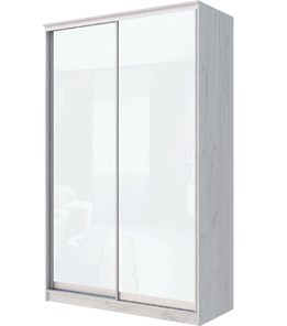 Шкаф 2-х дверный Хит-22-12-22 с цветным стеклом, белое №10, Дуб крафт белый в Элисте - предосмотр