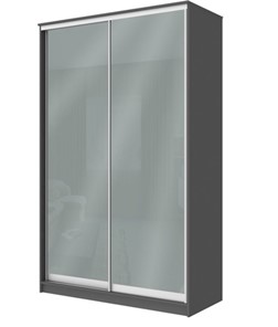 Шкаф 2-х дверный Хит-22-12-22 с цветным стеклом, средне-серый 074, Графит в Элисте - предосмотр