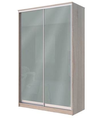 Шкаф 2-х створчатый Хит-22-12/2-22 с цветным стеклом, средне-серый 074, Дуб сонома в Элисте - изображение