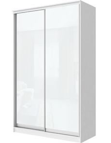 Шкаф 2-х створчатый Хит-22-15-22 с цветным стеклом, белое №10, Белый корпус в Элисте - предосмотр
