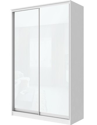 Шкаф 2-х створчатый Хит-22-15-22 с цветным стеклом, белое №10, Белый корпус в Элисте - изображение