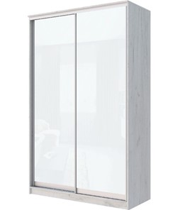 Шкаф 2-х дверный Хит-22-17-22 с цветным стеклом, белое №10, Дуб крафт белый в Элисте