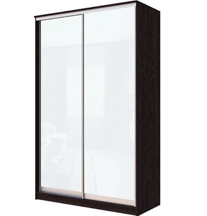 Шкаф 2-х створчатый Хит-22-17-22 с цветным стеклом, белое №10, Венге в Элисте - изображение