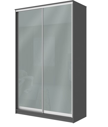 Шкаф 2-х дверный Хит-22-4-12/2-22 с цветным стеклом, средне-серый 074, Графит в Элисте - изображение