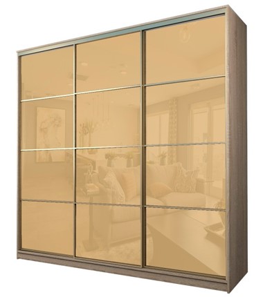 Шкаф 3-х дверный MAX МШ-25-6-24-222, Профиль Золото/Цвет Дуб сонома/Oraclal Бежевый в Элисте - изображение