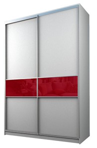 Шкаф 2-х дверный MAX МШ-23-6-16-99, Профиль Серебро/Цвет Белый/Стекло с пленкой Oracal бургунди в Элисте