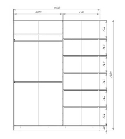 Шкаф 2-х створчатый MAX МШ-23-6-18-11, Профиль Черный/Цвет Белый в Элисте - изображение 2