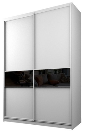 Шкаф 2-х дверный MAX МШ-23-6-18-99, Профиль Белый/Цвет Белый/Стекло с черной пленкой Oracal в Элисте - изображение