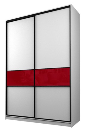 Шкаф 2-х дверный MAX МШ-23-6-18-99, Профиль Черный/Цвет Белый/Стекло с пленкой Oracal бургунди в Элисте - изображение