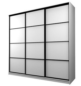 Шкаф 3-х створчатый MAX МШ-23-6-24-111, Профиль Черный/Цвет Белый в Элисте - предосмотр