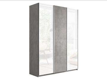 Шкаф 3-х створчатый Прайм (Белое стекло/ДСП/Белое стекло) 2100x570x2300, бетон в Элисте