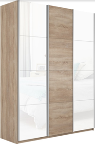 Шкаф 3-х дверный Прайм (Белое стекло/ДСП/Белое стекло) 2100x570x2300, дуб сонома в Элисте