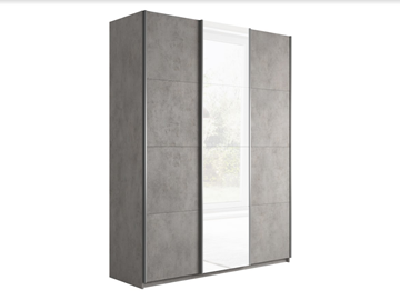 Шкаф трехдверный Прайм (ДСП/Белое стекло/ДСП) 2100x570x2300, бетон в Элисте
