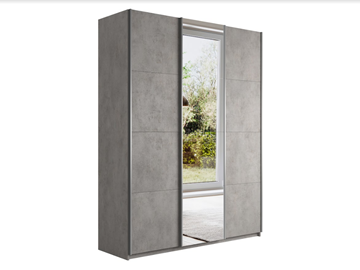 Шкаф 3-х створчатый Прайм (ДСП/Зеркало/ДСП) 2100x570x2300, бетон в Элисте