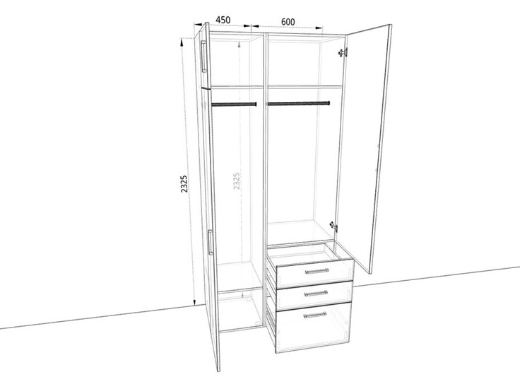 Распашной шкаф 1050х500х2325мм (10501) Белый/Жемчуг в Элисте - изображение 1