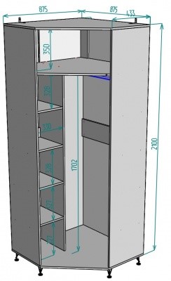 Шкаф угловой Лофт H128, ДСС в Элисте - изображение 1