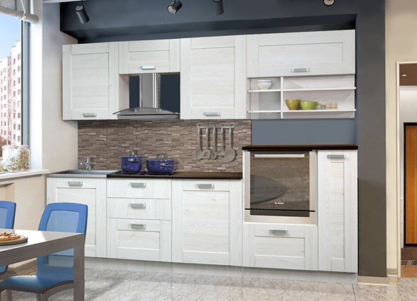Модульный кухонный гарнитур Квадро 2700, цвет Белая лиственница в Элисте - изображение