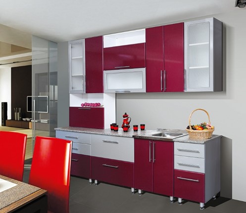 Гарнитур кухонный Мыло 224 2600, цвет Бордо металлик/Серебристый металлик в Элисте - изображение