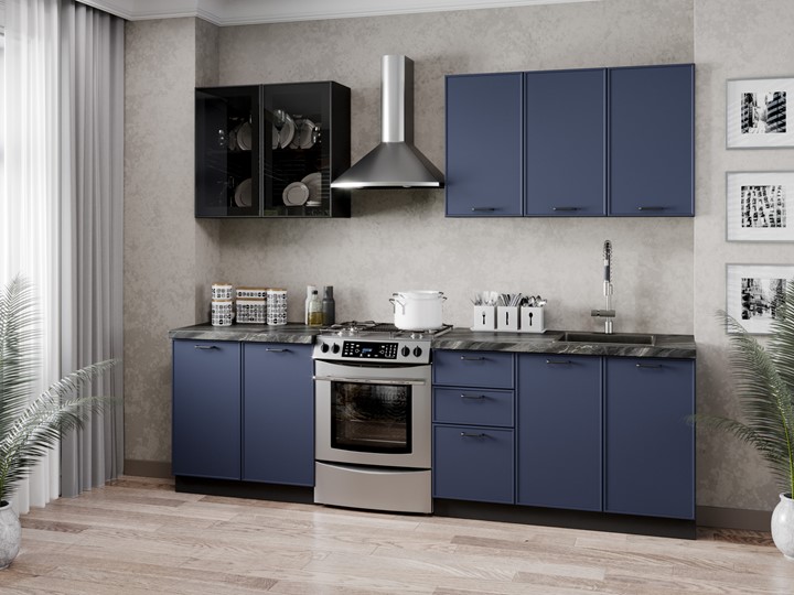 Модульная кухня 2600 Индиго, Черный/Темно-синий в Элисте - изображение