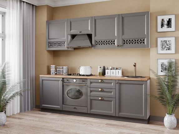 Гарнитур кухонный Амели-3 2400, Белый/Оникс серый в Элисте - изображение