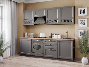 Модульный кухонный гарнитур Амели-3 2400, Чёрный/Оникс серый в Элисте