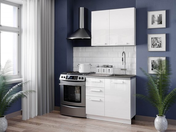 Модульная кухня Герда 1500 (Белый/Белый глянец) в Элисте - изображение