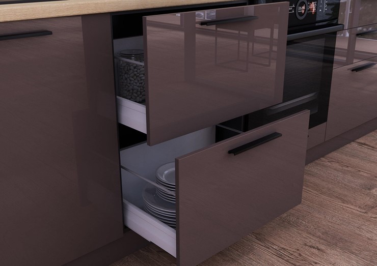 Модульный кухонный гарнитур Герда 2000 (Черный/Антрацит глянец) в Элисте - изображение 5