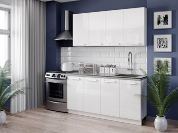 Кухонный гарнитур Герда 2200 (Белый/Белый глянец) в Элисте - предосмотр