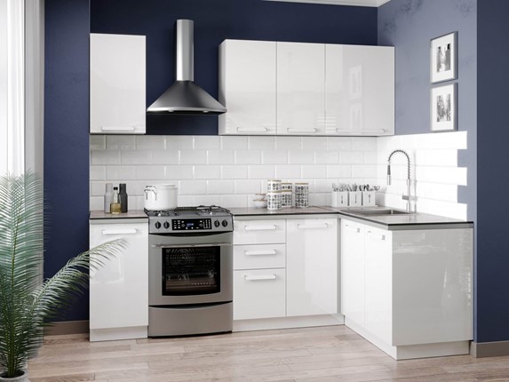 Модульная кухня Герда 2400 №1 угловой(Белый/Белый глянец) в Элисте - изображение